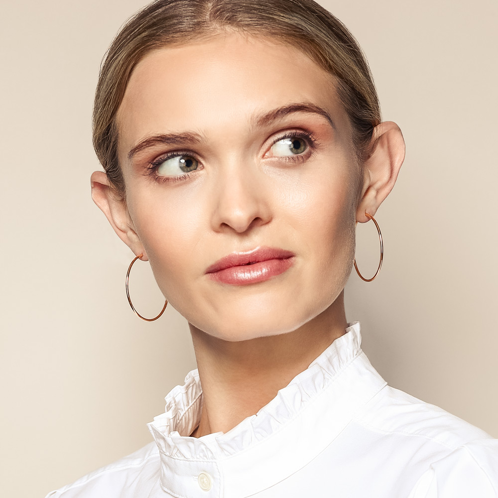 Rose Gold Endless Hoop Earrings, 1.5 x 40 mm