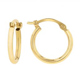 Image for Yellow Gold Thin Tube Hoop Earrings, 1.5 x 12 mm