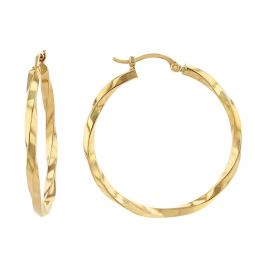 Image for Yellow Gold Twisted Square Edge Hoop Earrings, 30 mm
