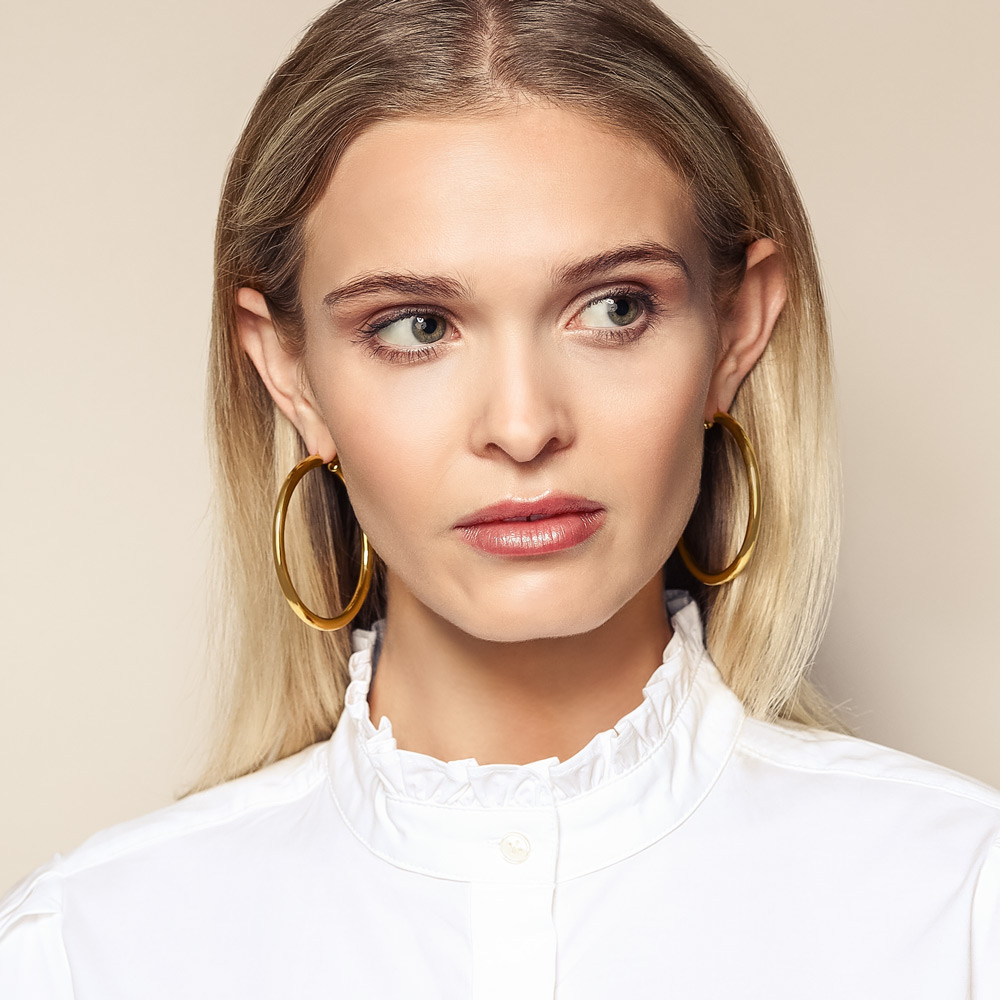 Roberto Coin Perfect Hoops Yellow Gold XL Tube Hoop Earrings with Snap Posts, 55 mm