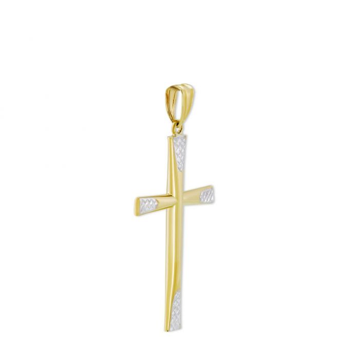 Yellow & White Gold Cross Pendant Charm
