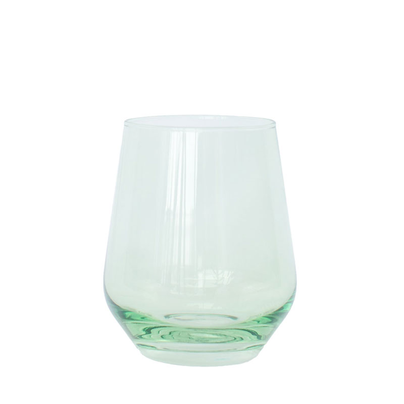 Mint Green Colored Stemless Wine Glasses, Set of 6