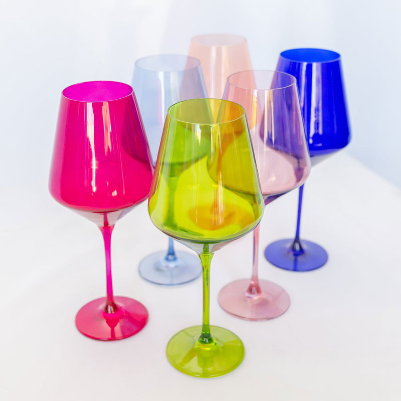 Estelle Multicolored Stemmed Wine Glasses, Set of 6