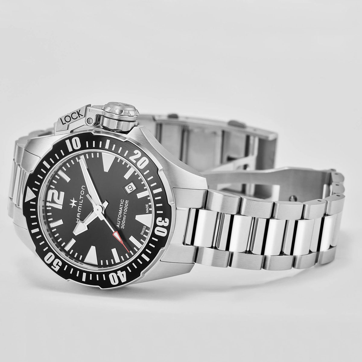 Hamilton Khaki Navy Frogman Auto 42mm Watch, Black Dial