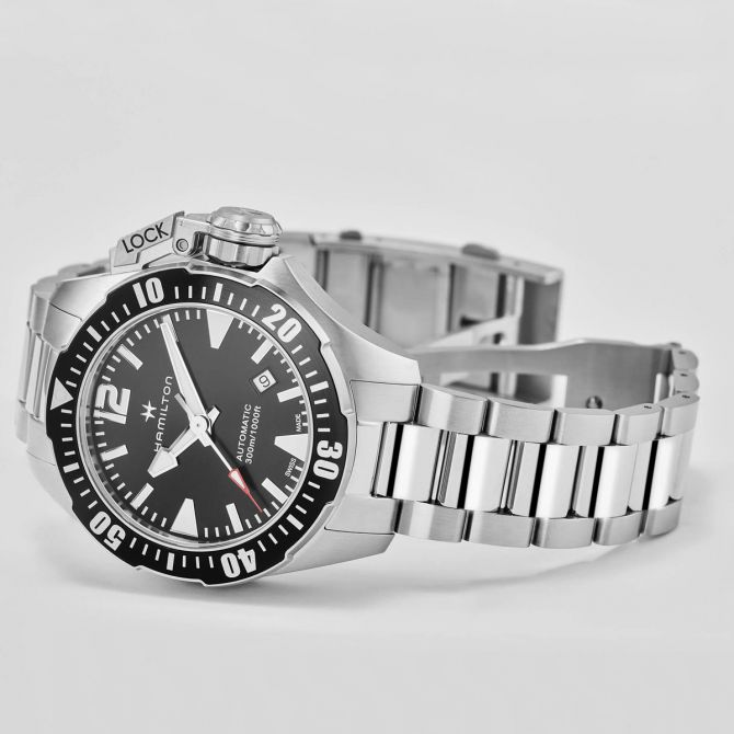 Hamilton Khaki Navy Frogman Auto 42mm Watch, Black Dial