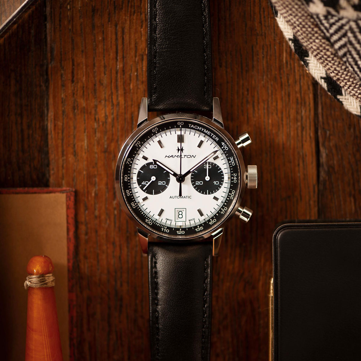 Hamilton American Classic Intra-Matic 68 42mm Men's Watch, Black and Cream Dial