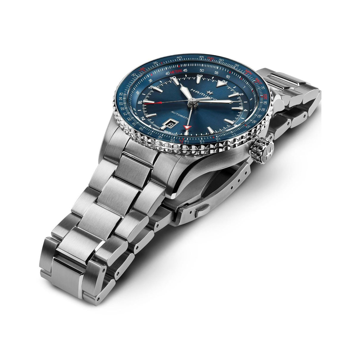 Hamilton Khaki Aviation Converter Auto GMT 44mm Watch, Blue Dial