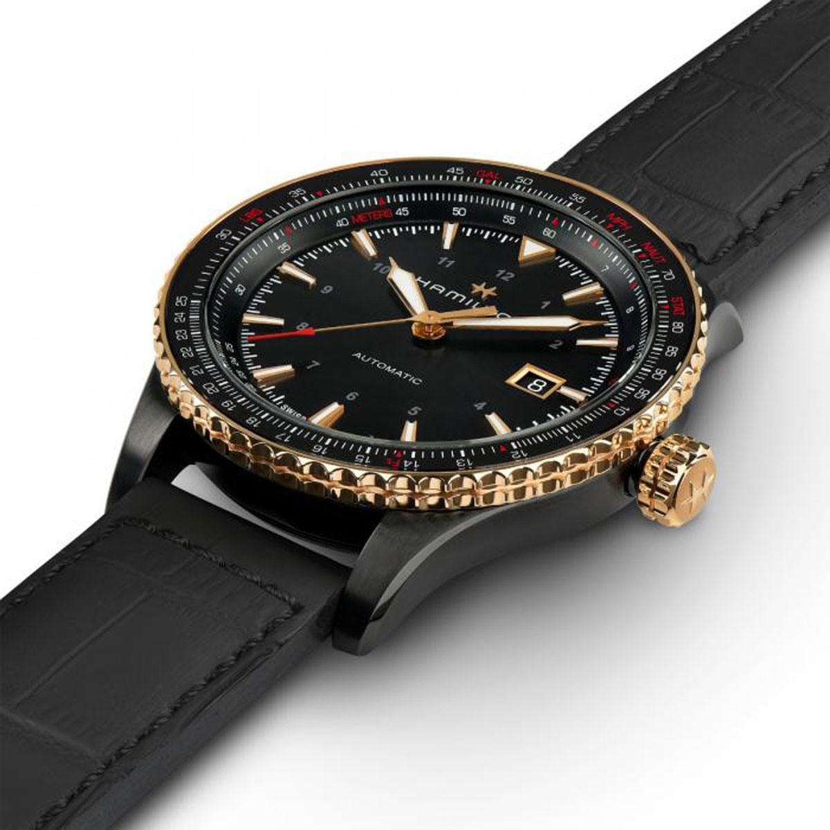 Hamilton Khaki Aviation Converter Automatic 42mm Men's Watch, Black and Rose Gold Tone Dial