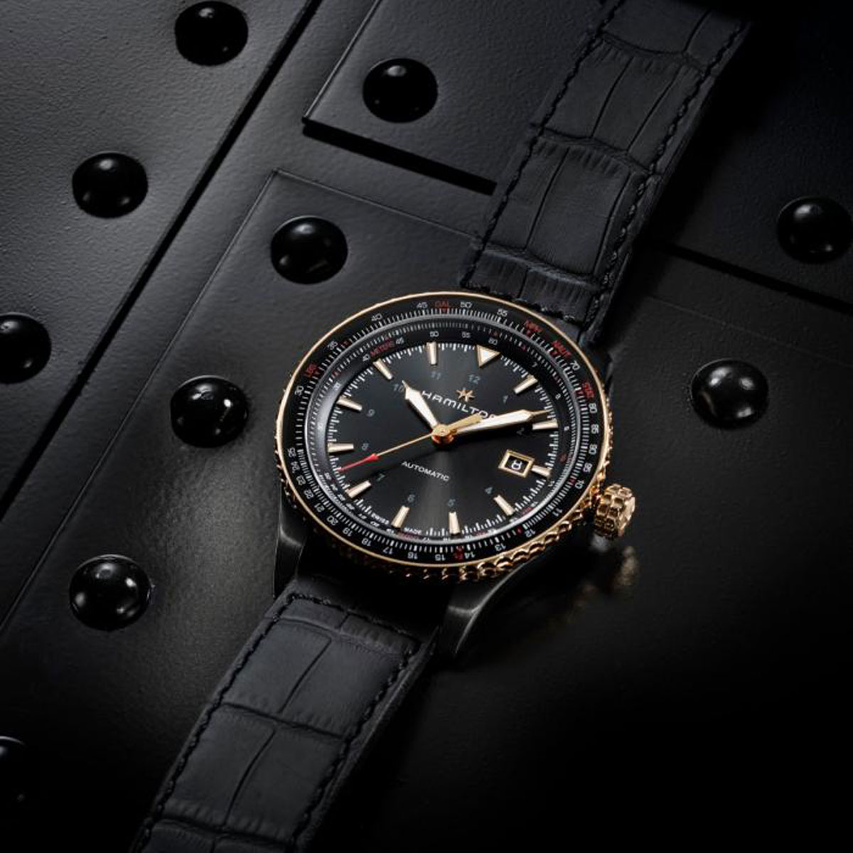 Hamilton Khaki Aviation Converter Automatic 42mm Men's Watch, Black and Rose Gold Tone Dial