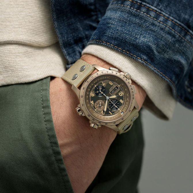 Hamilton Khaki Aviation X-Wind Auto Chrono 45mm Watch, Camo Dial