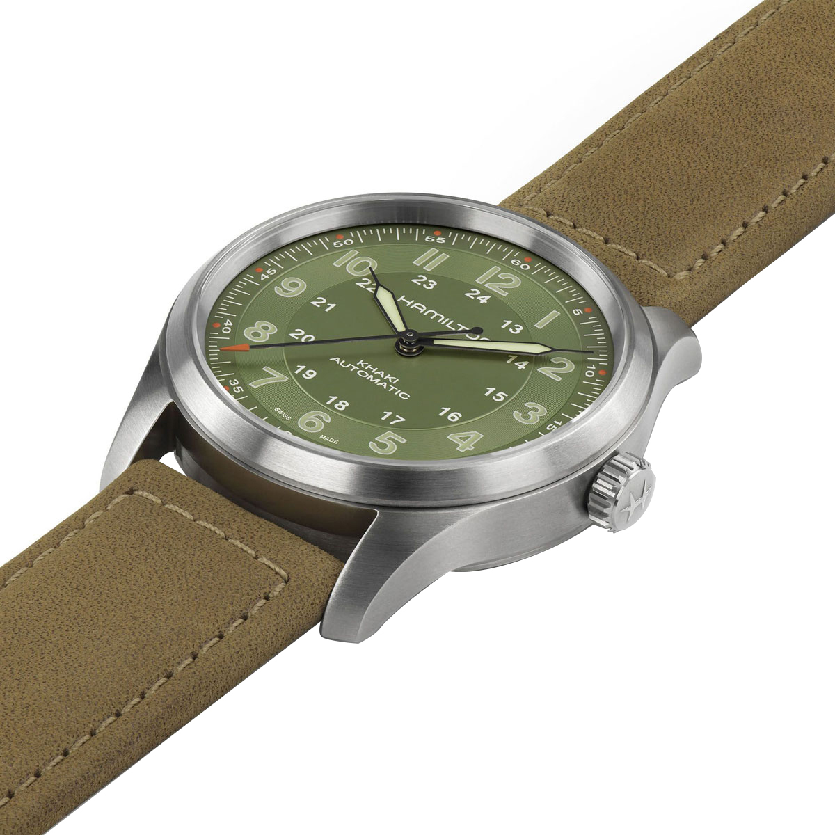 Hamilton Khaki Field Titanium Automatic 38mm Men's Watch, Green Dial