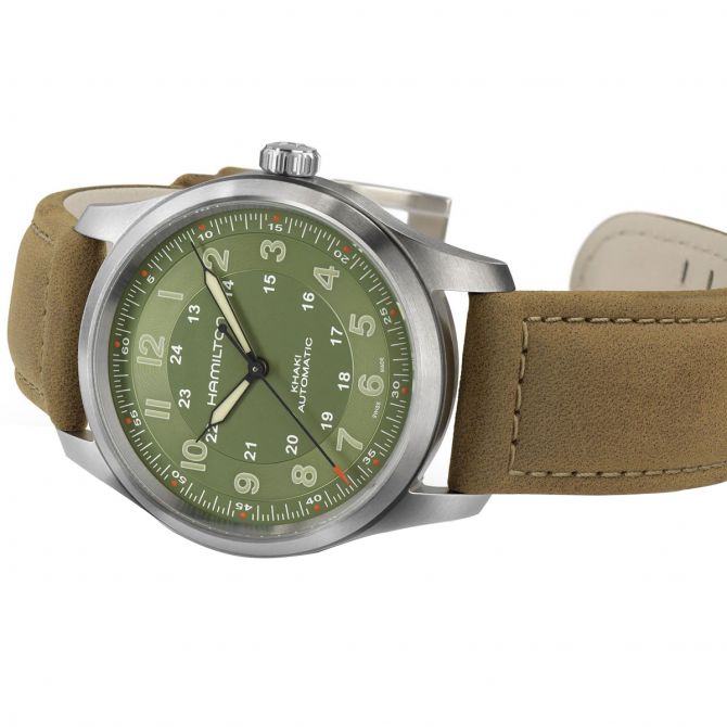 Hamilton Khaki Field Titanium Automatic 38mm Men's Watch, Green Dial