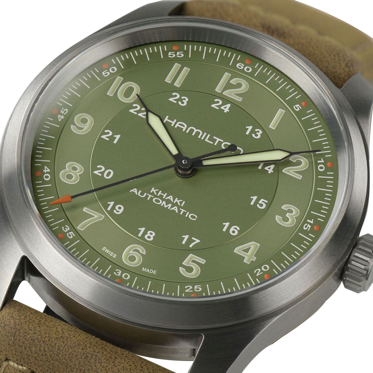 Hamilton Khaki Field Titanium Automatic 38mm Men's Watch, Green Dial
