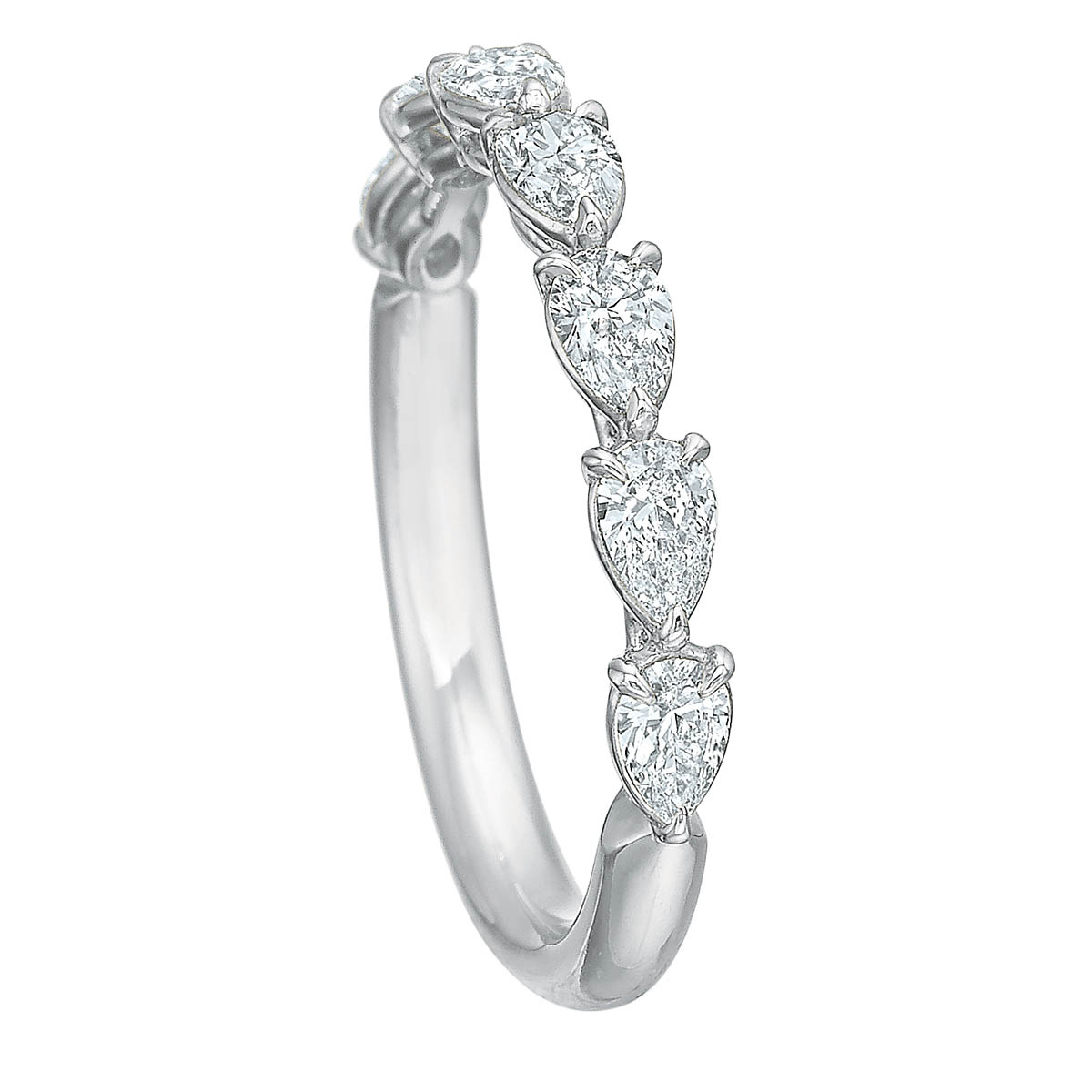 Diamond Pear Shaped Half Eternity Wedding Band in White Gold