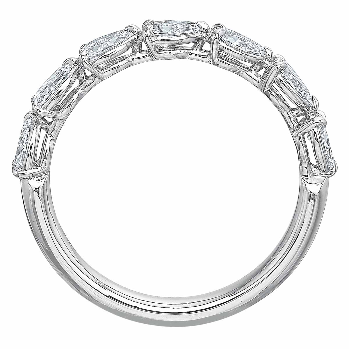 Diamond Pear Shaped Half Eternity Wedding Band in White Gold
