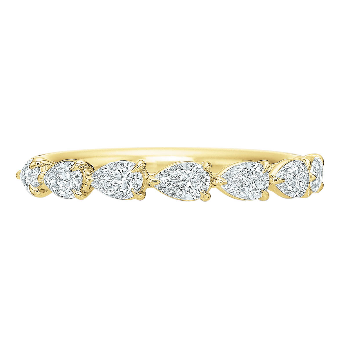 Diamond Pear Shaped Half Eternity Wedding Band in Yellow Gold