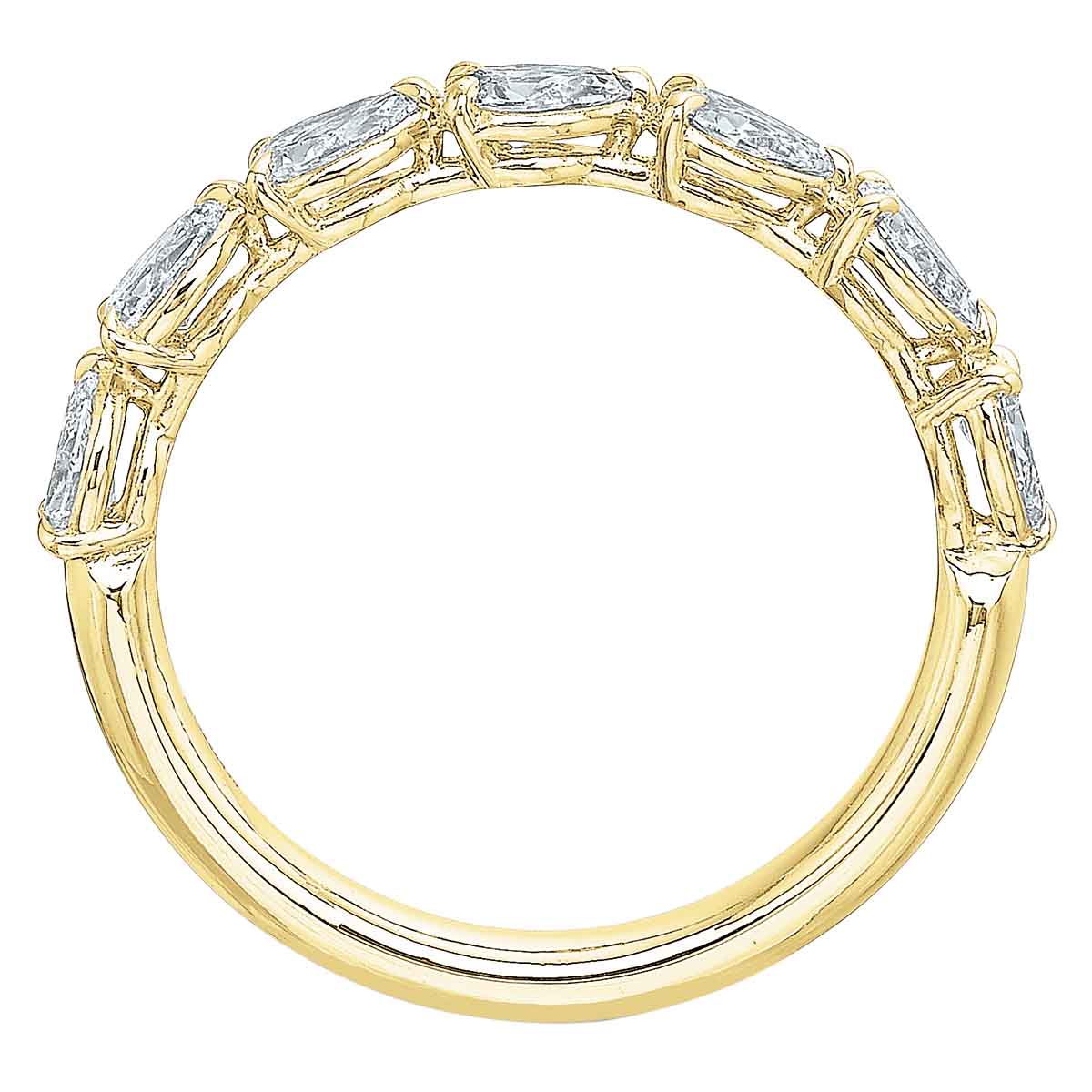 Diamond Pear Shaped Half Eternity Wedding Band in Yellow Gold