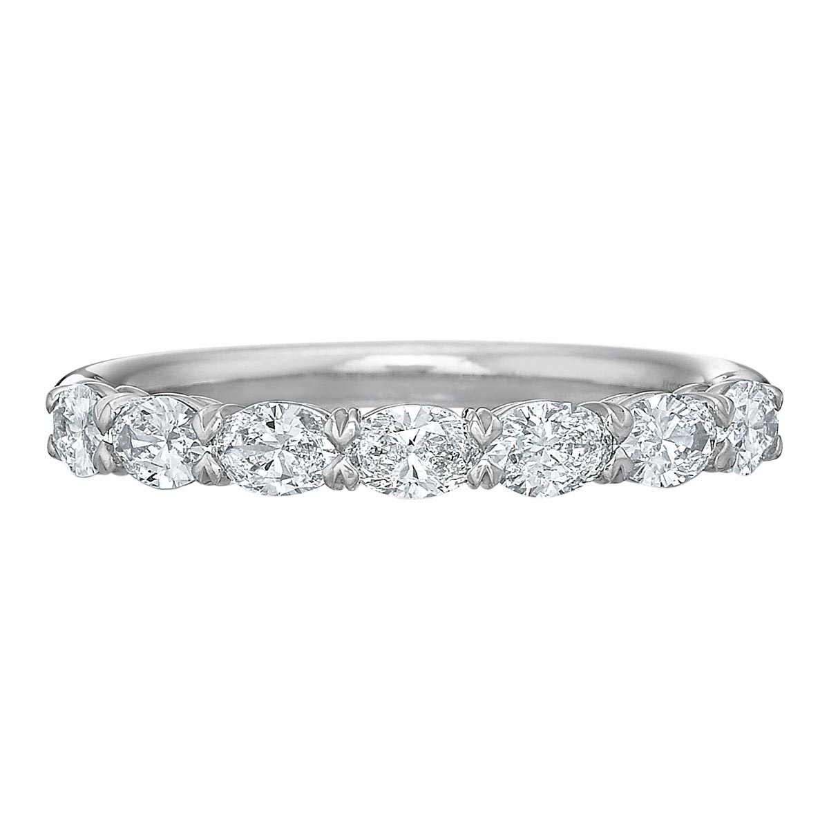 Diamond Oval Half Eternity Wedding Band in White Gold