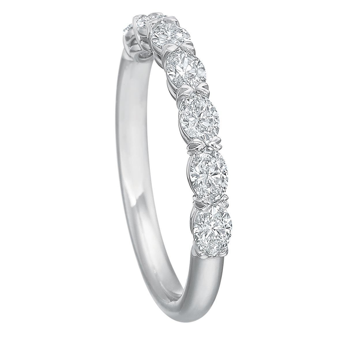 Diamond Oval Half Eternity Wedding Band in White Gold