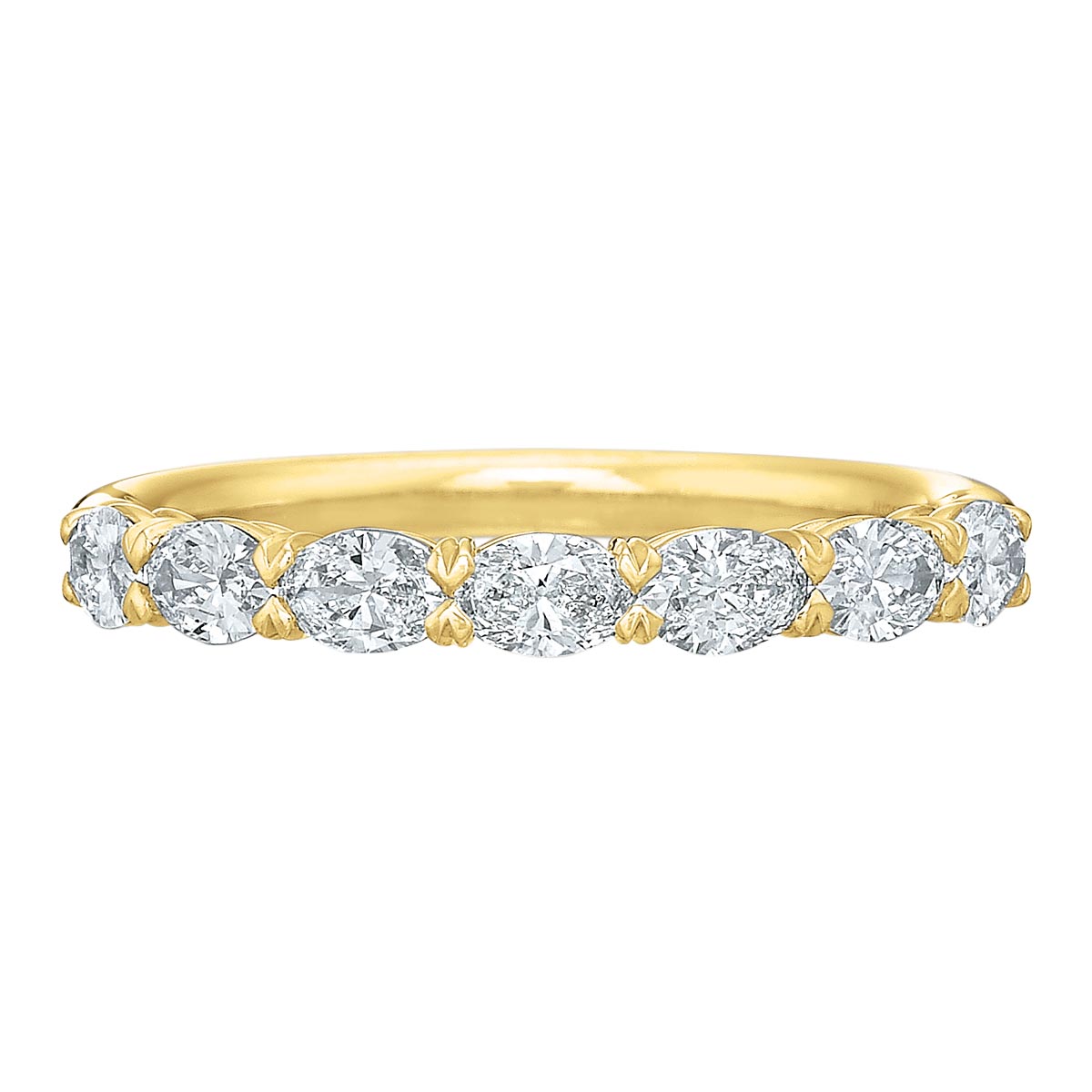 Diamond Oval Half Eternity Wedding Band in Yellow Gold