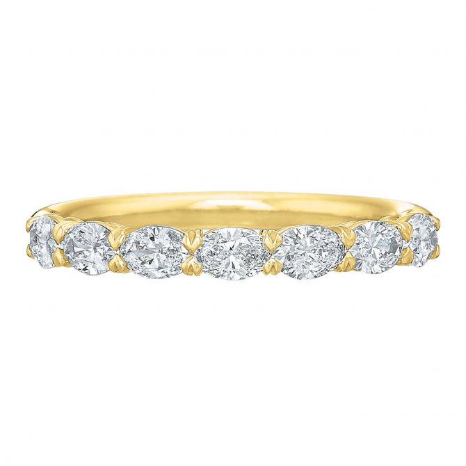 Diamond Oval Half Eternity Wedding Band in Yellow Gold