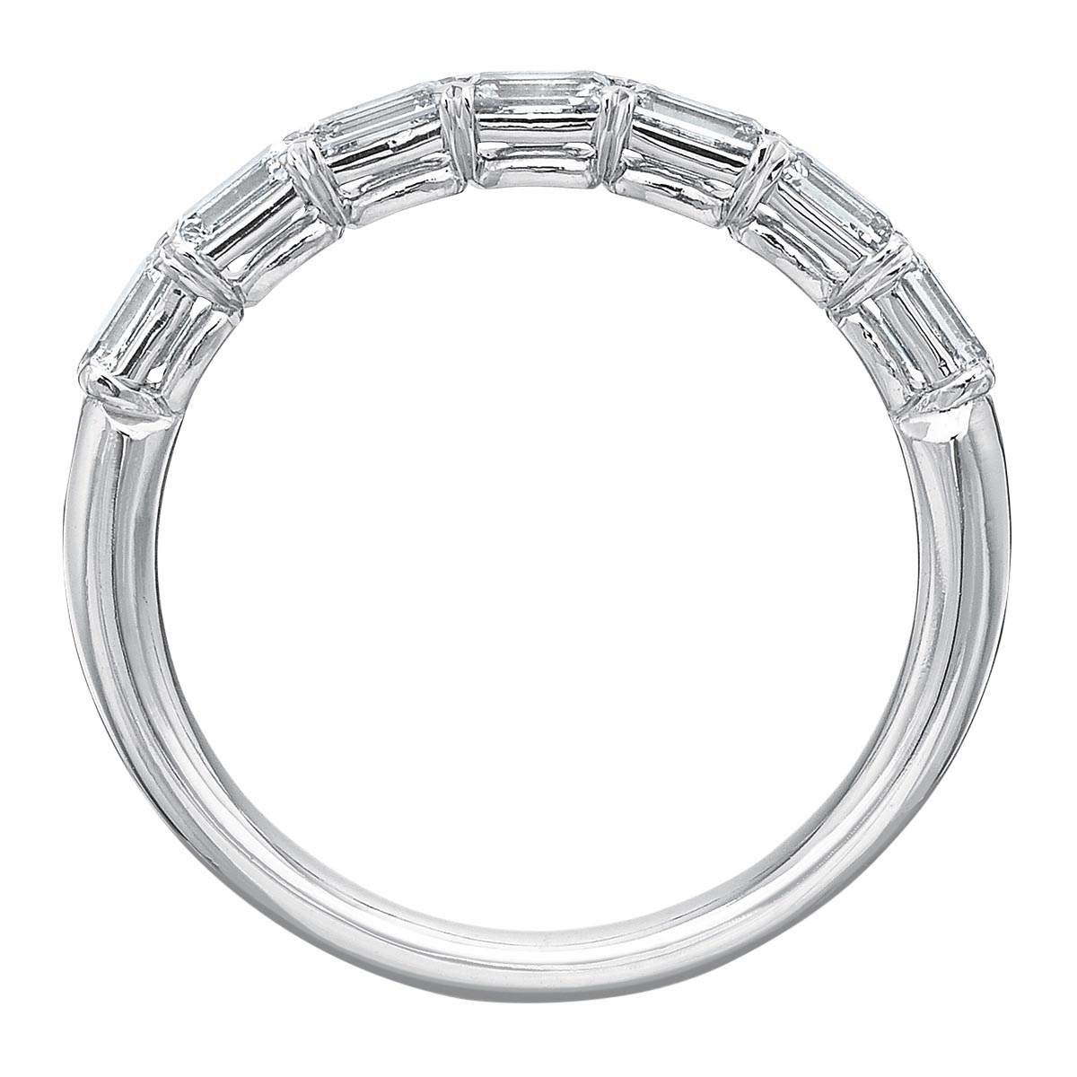 Diamond Emerald Cut Half Eternity Wedding Band in White Gold