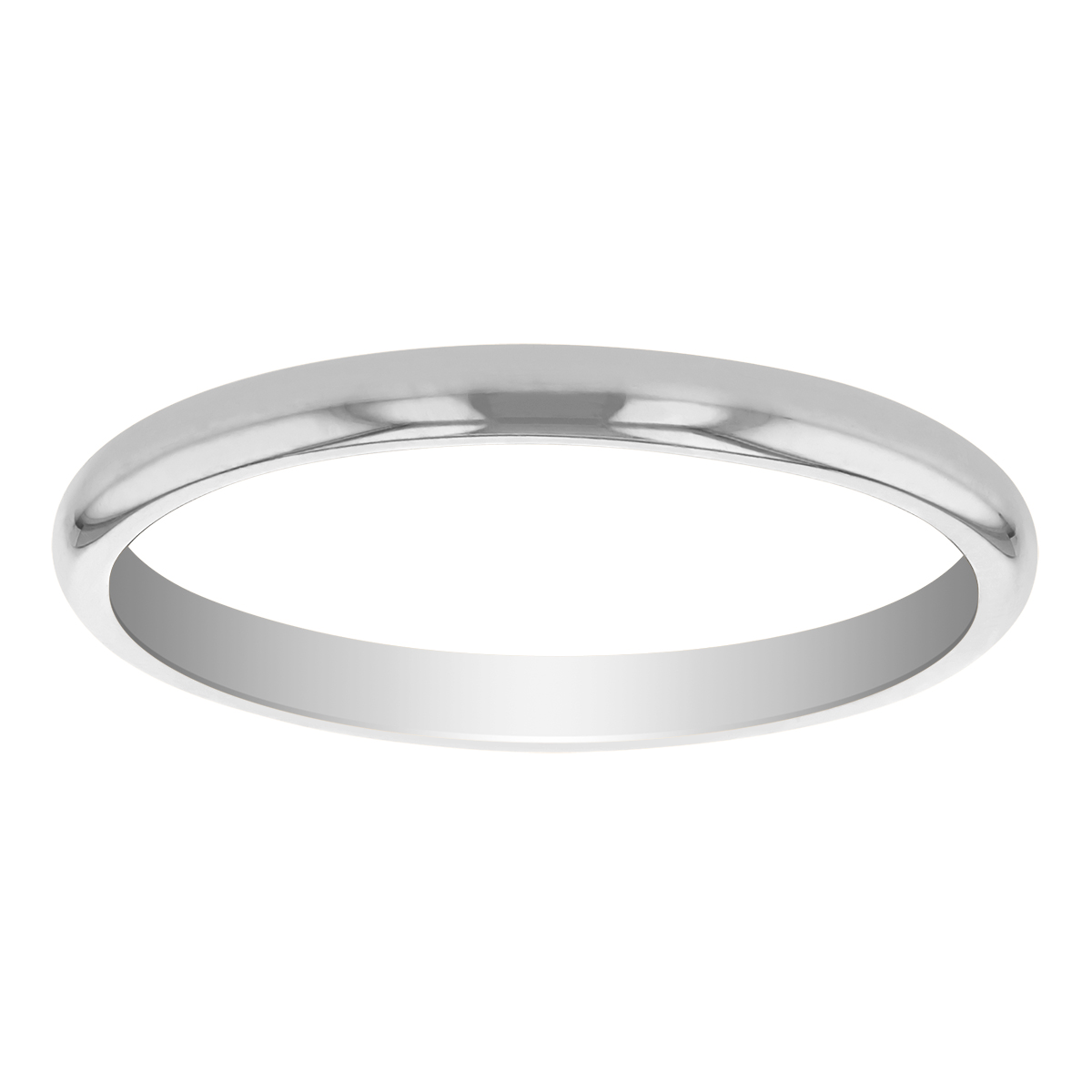 White Gold Comfort Fit Low Dome 2 mm Wedding Band