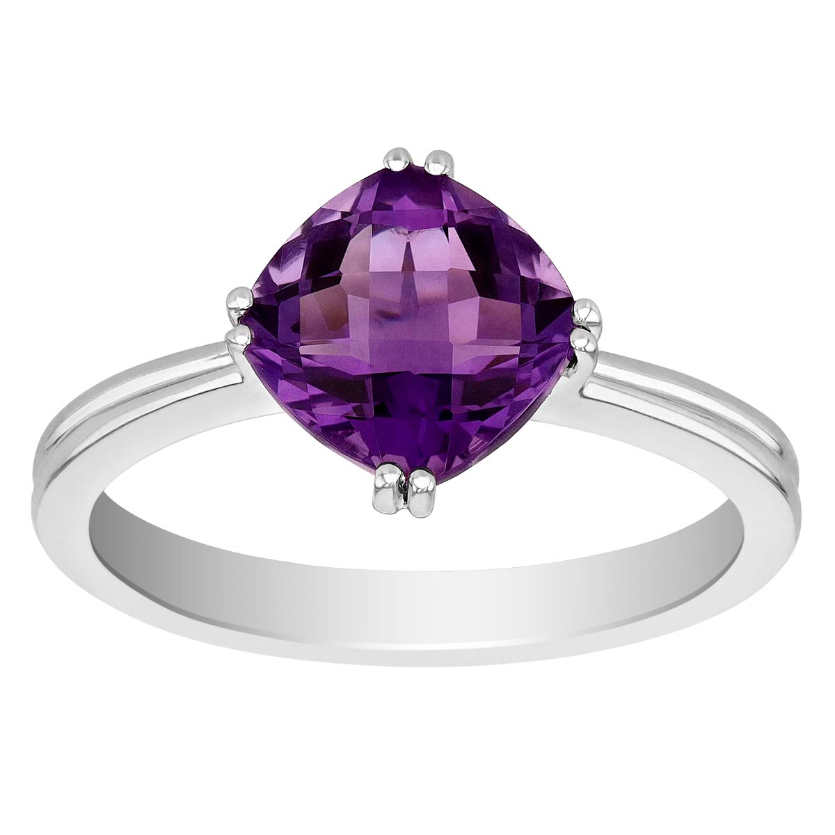 Cushion Amethyst Ring in White Gold