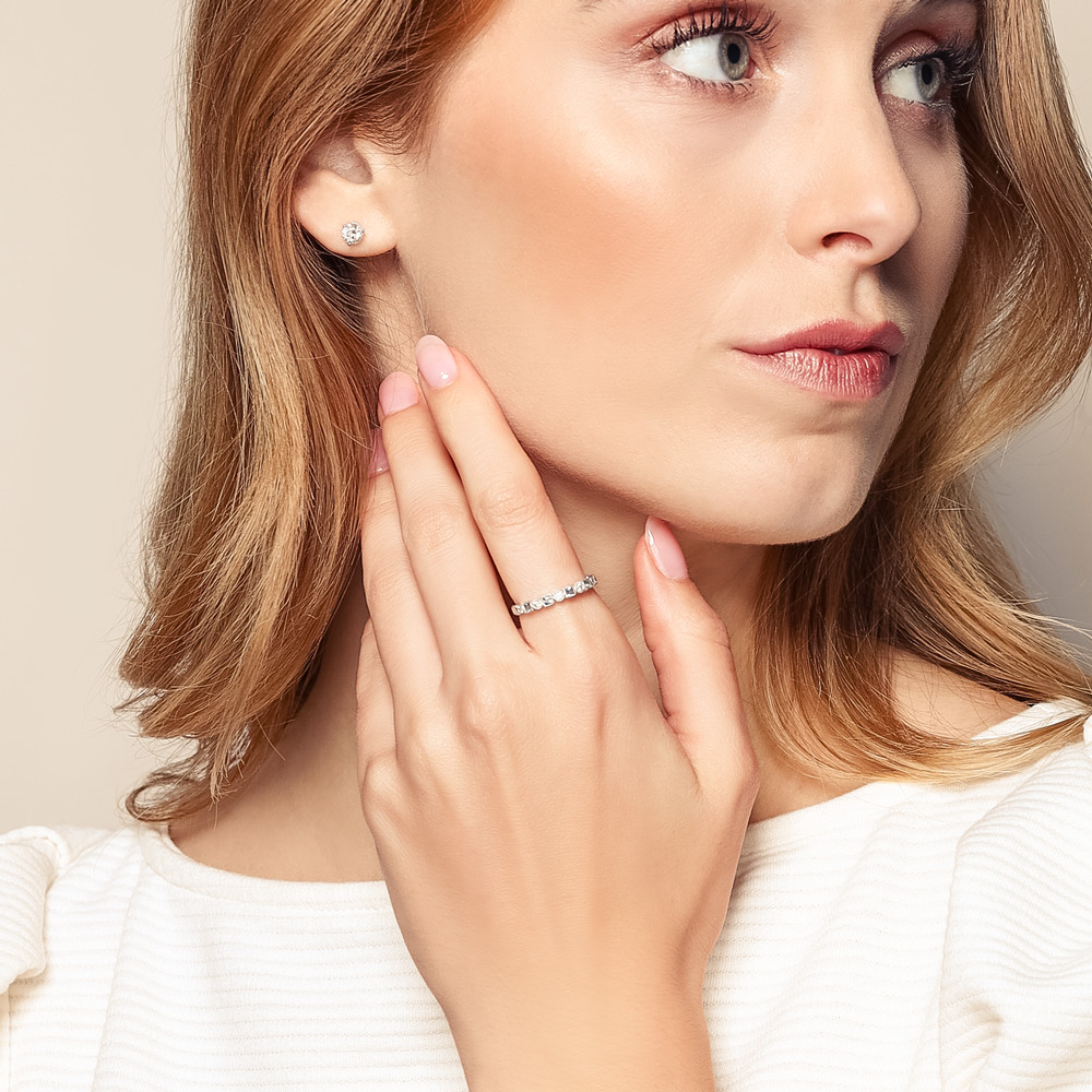 Aquamarine & Diamond Geometric Ring in White Gold