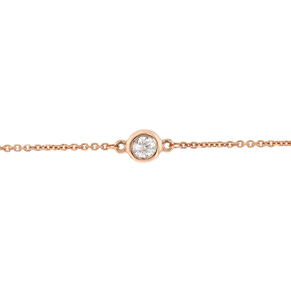 Diamond Bezel Set Single Station Bracelet in Rose Gold,  7.5