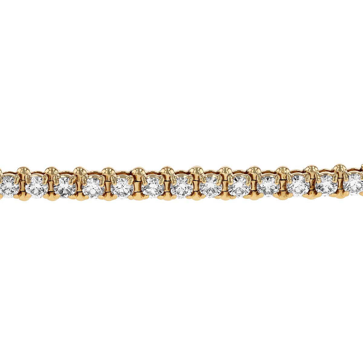 Diamond 4 Prong Low Set Tennis Bracelet in Yellow Gold, 3.00 aptw
