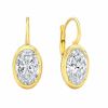 Rahaminov Oval Diamond Bezel Set Drop Earrings in Yellow Gold