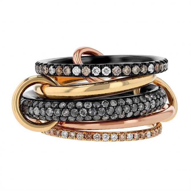 Spinelli Kilcollin Leo Diamond Tri Tone Stacking Ring