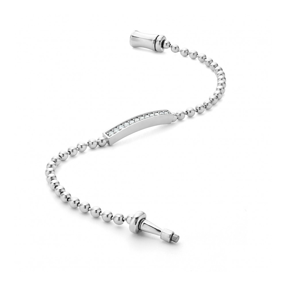 LAGOS Sterling Silver Caviar Spark Ball Diamond Bar Bracelet