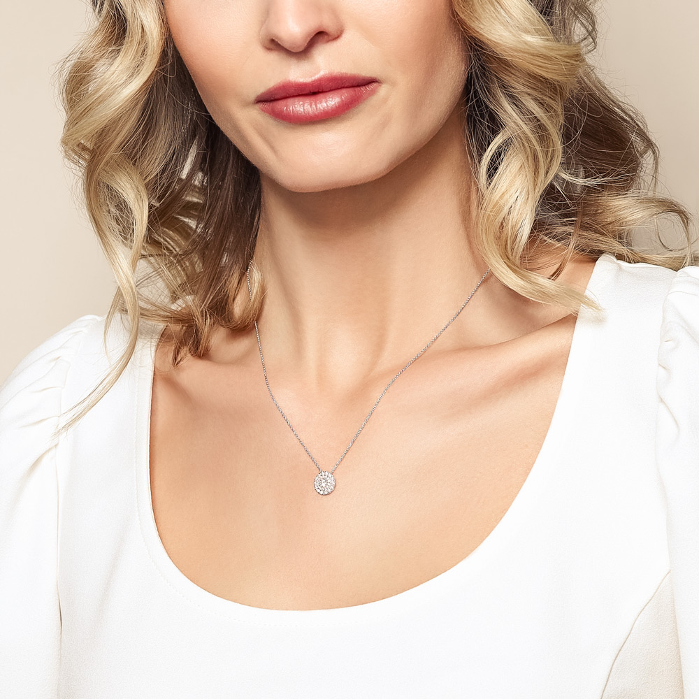 Roberto Coin 18K White Gold Diamond Disc Necklace