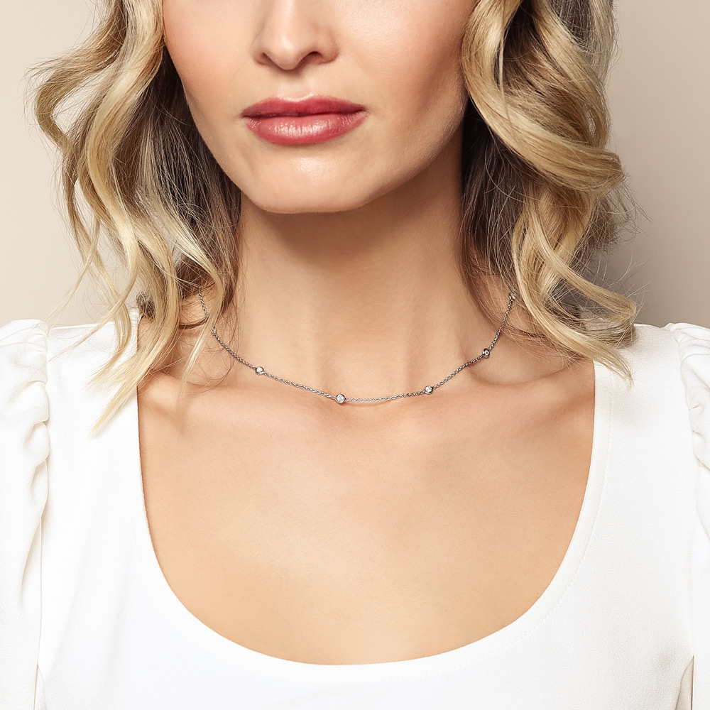 Roberto Coin Diamonds By The Inch 10 Station Necklace in White Gold 16
