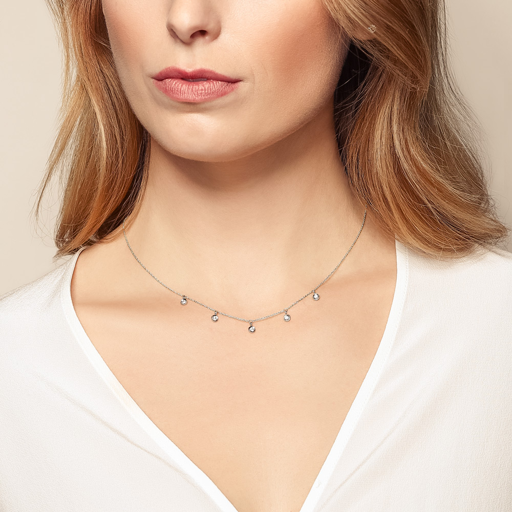 Roberto Coin Diamonds by the Inch Diamond 5 Drop Station Necklace in White Gold, 18