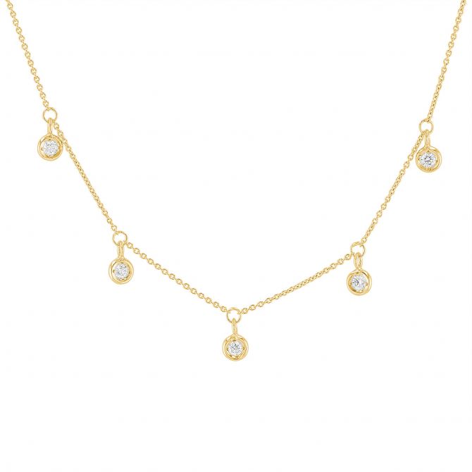 Drop Station Necklace in Yellow Gold 