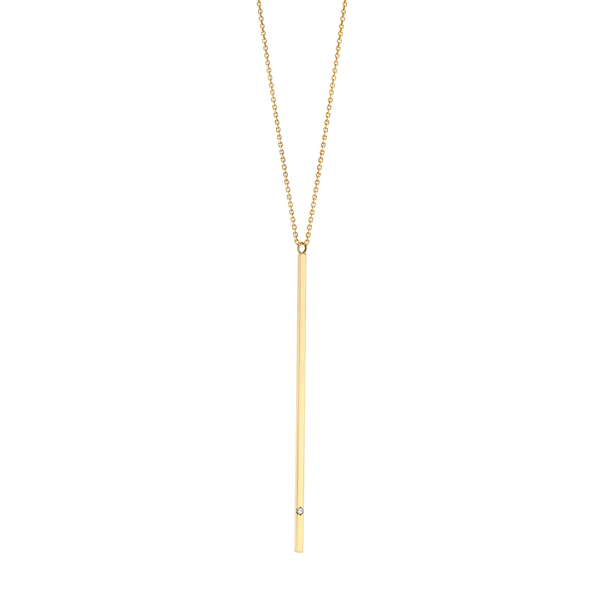 Vertical Bar Pendant with Diamond Accent in Yellow Gold, 18