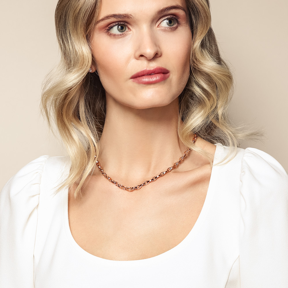 Roberto Coin Rose Gold Large Link Chain Necklace, 17