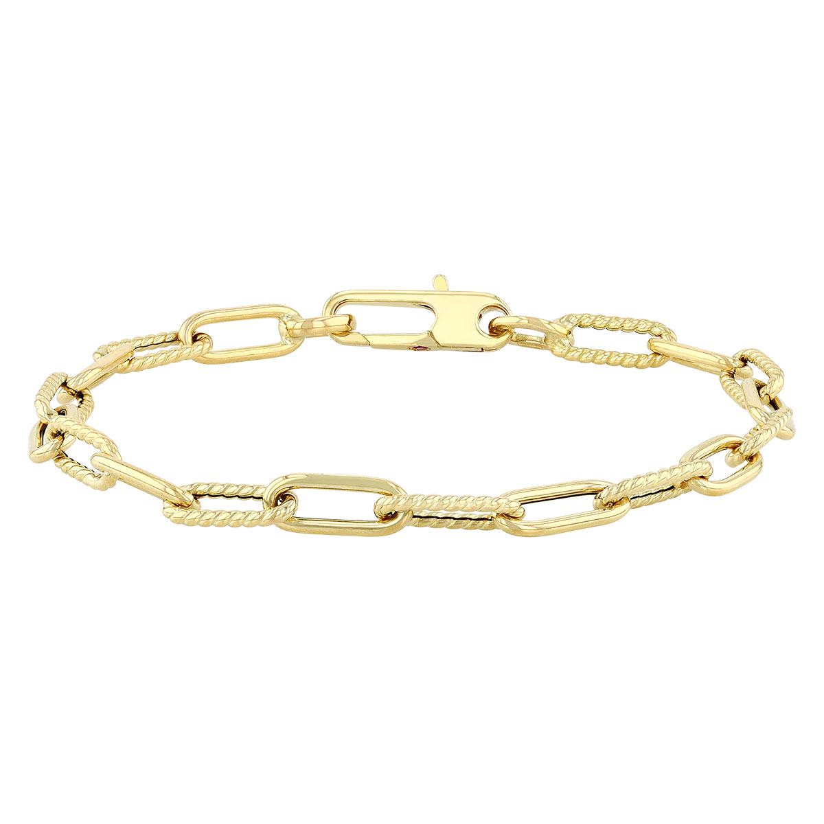 Roberto Coin Yellow Gold Alternating Polished & Fluted Fine Paperclip