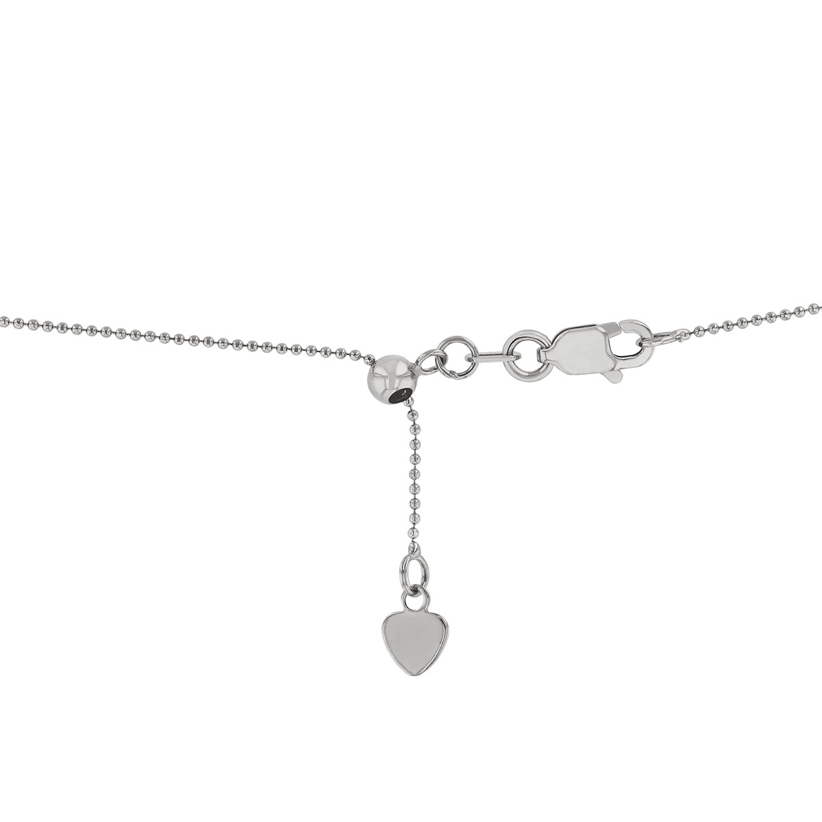 White Gold Double Strand Lariat Bead Chain Necklace, 17