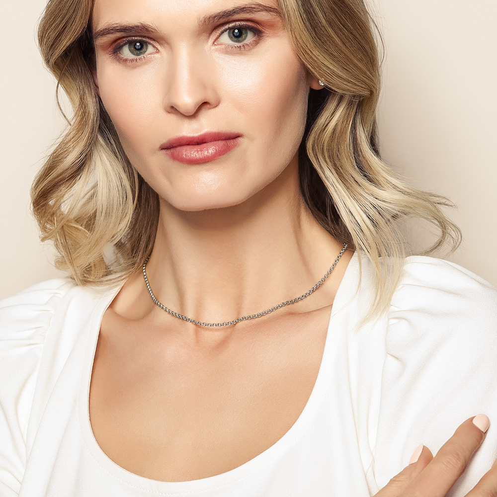 White Gold 2.5 mm Cable Chain, 16