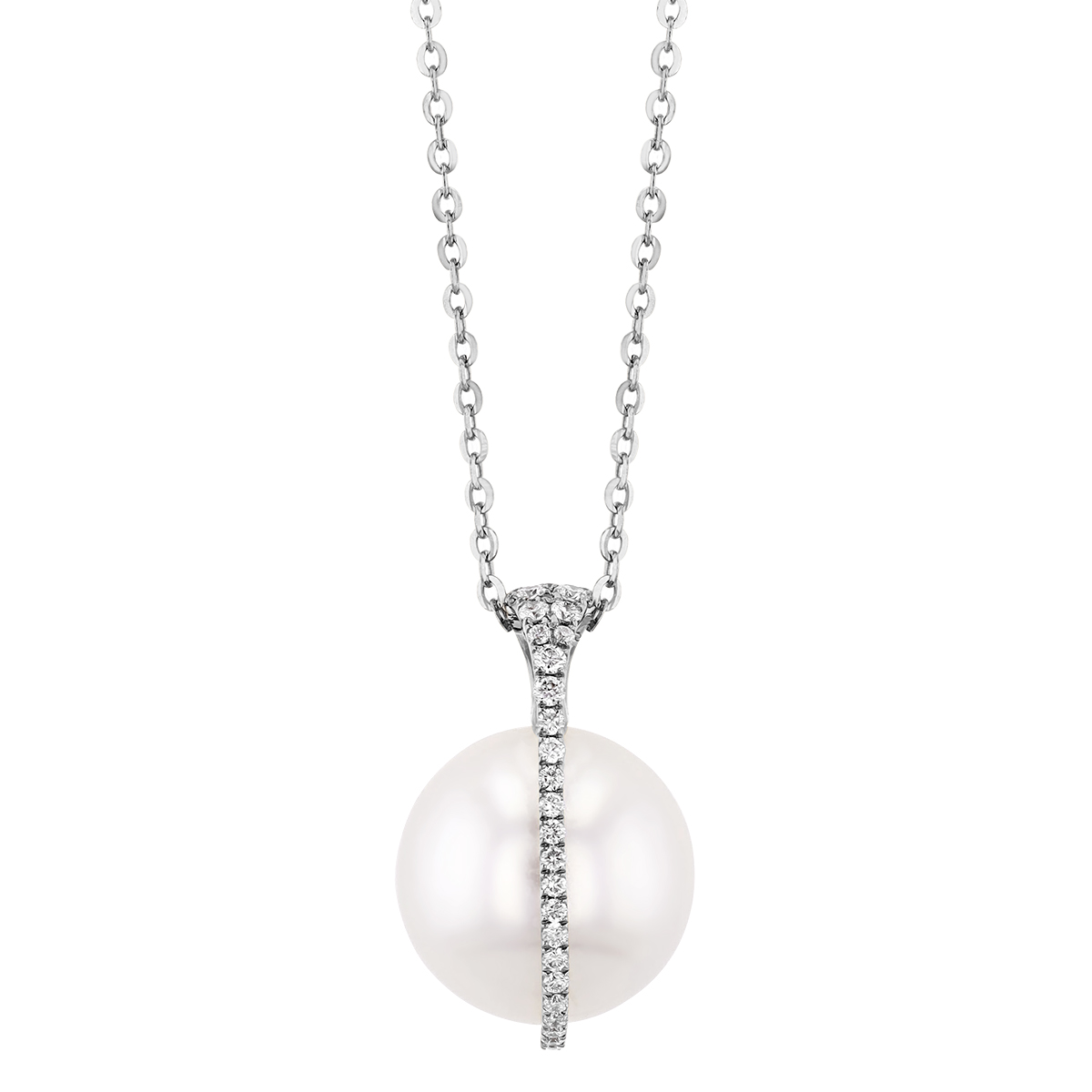 TARA Pearls White South Sea Cultured Pearl & Diamond Pendant in White Gold Gold, 18