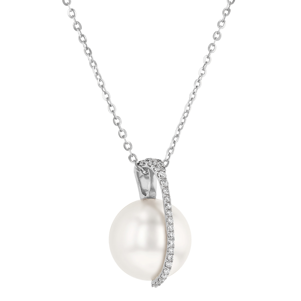 TARA Pearls White South Sea Cultured Pearl & Diamond Pendant in White Gold Gold, 18