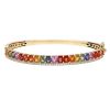 Emerald Cut Multicolored Sapphire & Diamond Bangle Bracelet in Yellow Gold