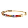 Emerald Cut Multicolored Sapphire & Diamond Bangle Bracelet in Yellow Gold