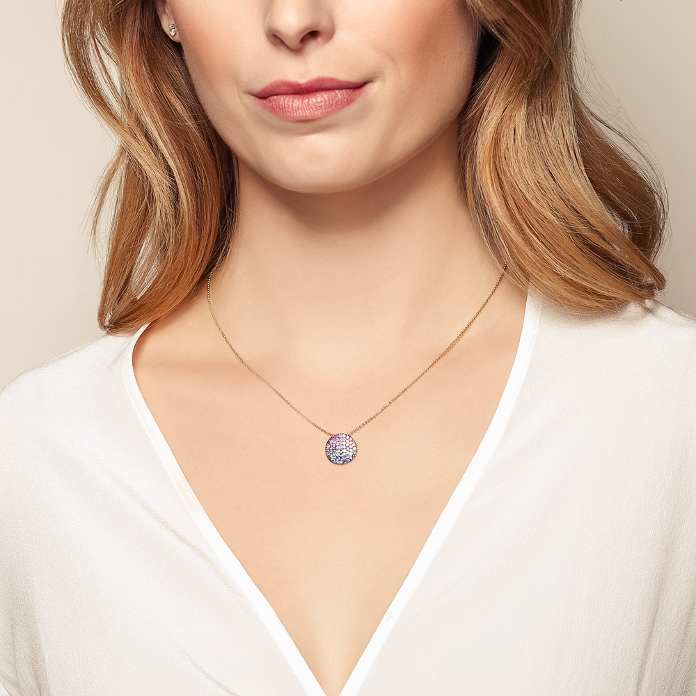 Phillips House Dusk Medium Infinity Amethyst & Sapphire Disc Necklace in Yellow Gold, 18