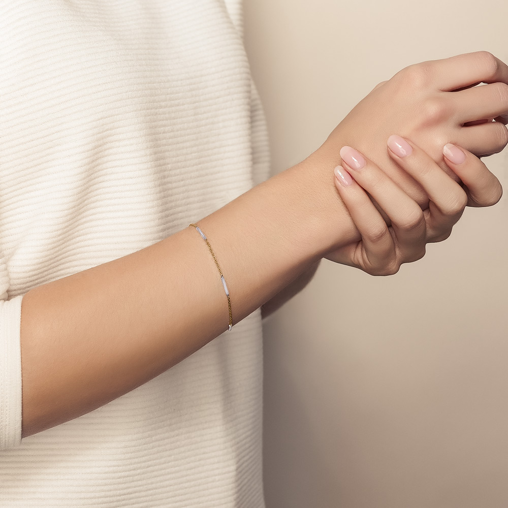 Yellow & White Gold Station Bracelet, 7.5