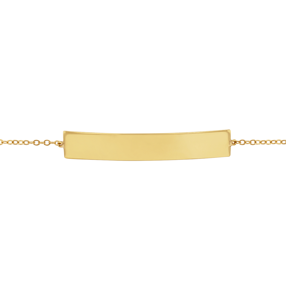 Yellow Gold Engravable Bar Bracelet, 7.5